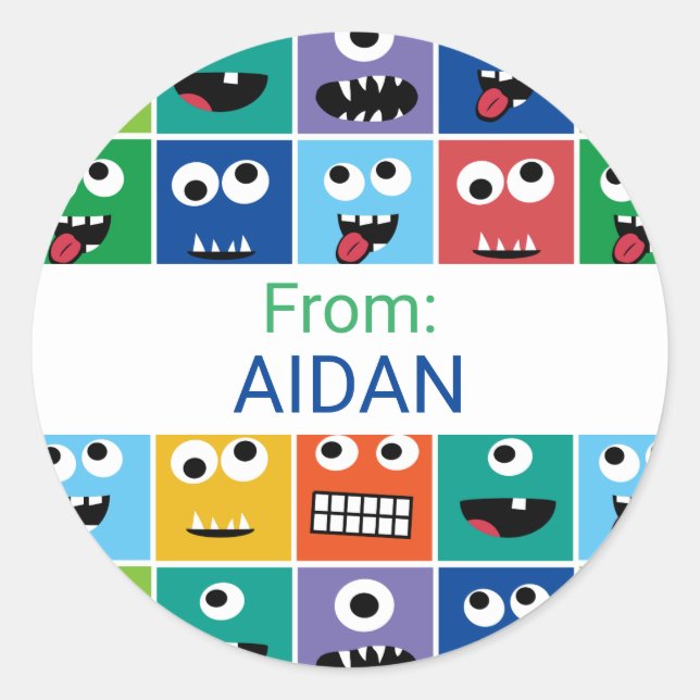 Personalized Kids Monster Party Custom Thank You Classic Round Sticker (Front)