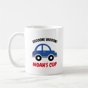 Personalized kid's mug with cute toy car for boy