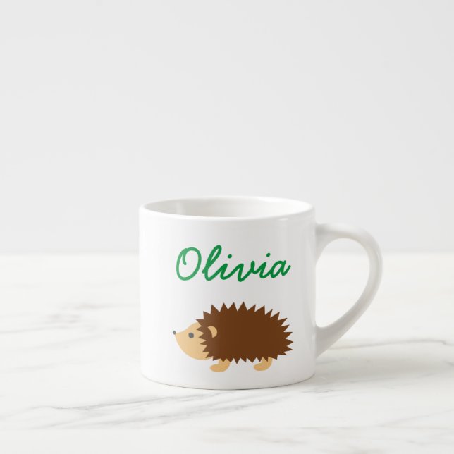 Personalized kid's mug with small hedgehog cartoon (Right)