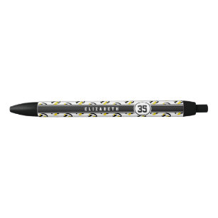 personalized kids name black gold volleyballs pen