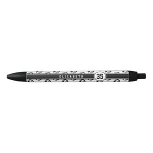 personalized kids name black gray volleyballs pen