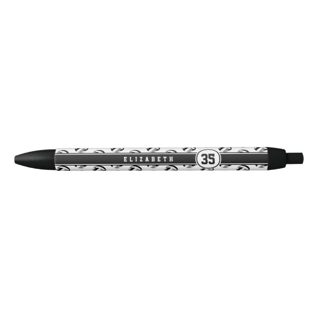 personalized kids name black gray volleyballs pen (Front)