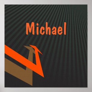 Personalized Kids Name Black with Modern Arrow Poster