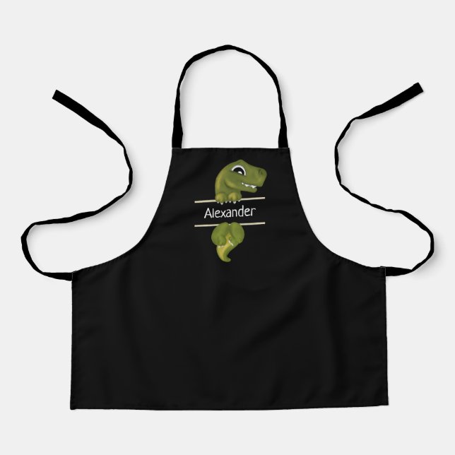 Personalized Kids Name Dinosaur Boys Apron (Front)