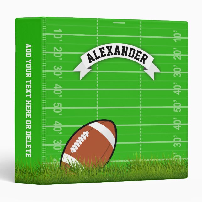 Personalized Kids Name Football 3 Ring Binder (Front/Spine)