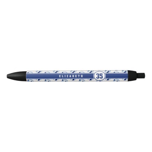 personalized kids name light dark blue volleyballs black ink pen