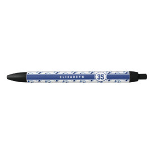 personalized kids name light dark blue volleyballs pen