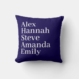 Personalized Kids Name Modern Minimal Family Blue Throw Pillow