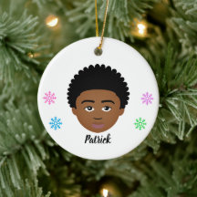 Personalized Kids Natural Hair Ceramic Ornament