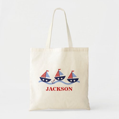 Personalized Kids Nautical Tote Bag