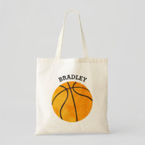 Personalized Kids Orange Basketball Sports Boys Tote Bag