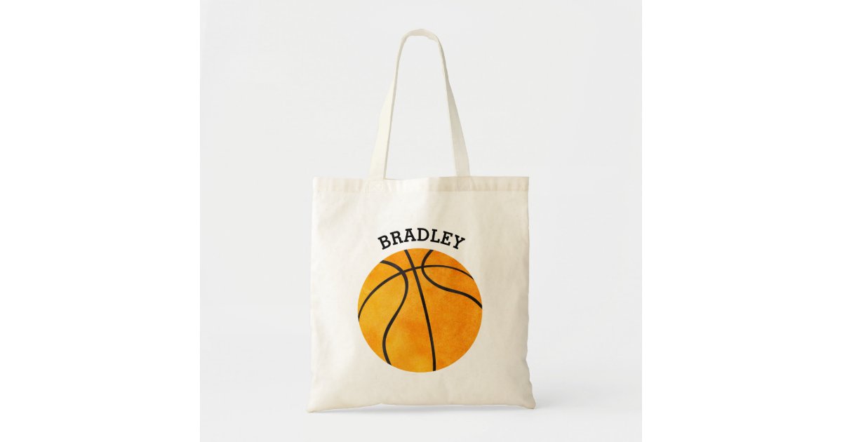 Personalized Kids Orange Basketball Sports Boys Tote Bag | Zazzle