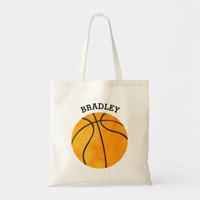 Personalized Kids Orange Basketball Sports Boys Tote Bag | Zazzle