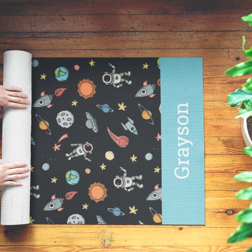 Personalized Kids Outer Space Theme Yoga Mat