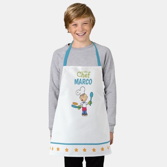 Personalized Kids Pancake Chef Apron With Stars (Worn)