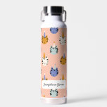 Personalized Kids Party Cat Waterbottle Water Bottle<br><div class="desc">Introducing our Kids Back to School Insulated Water Bottle – the perfect companion for keeping your little ones hydrated throughout the school day! This super cute water bottle features a seamless design of cute pastel party cats, adding a touch of whimsy and fun. Personalize it with your child's name, making...</div>