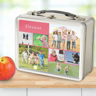 Personalized Kids Photo Collage Back to School Metal Lunch Box