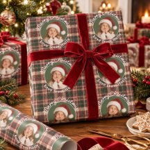Personalized Kids Photo Tartan Plaid Christmas