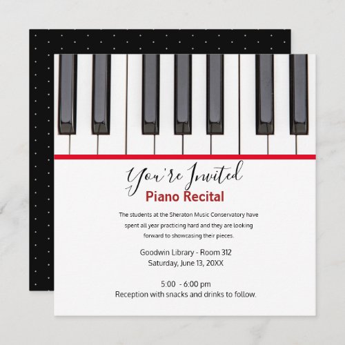 Personalized Kids Piano Recital Invitation