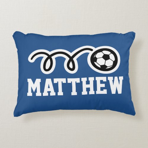 Personalized kids pillow with cute soccer ball