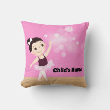 Personalized Kids Pink Ballerina Throw Pillow