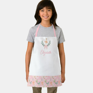 Personalized Kids Pink Bow Ballerina School Apron