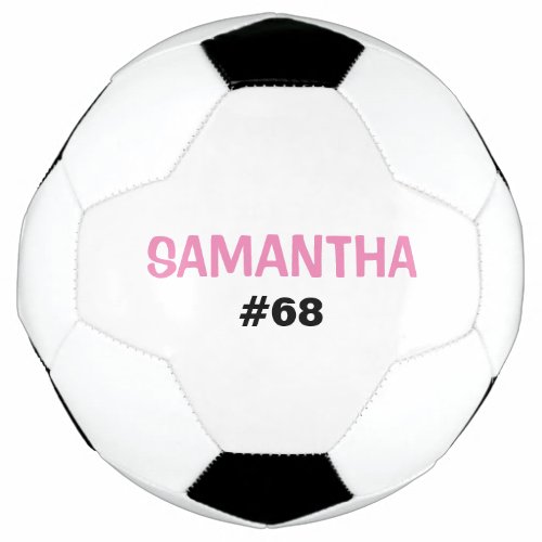 Personalized Kids Pink White Add A Name Soccer Ball