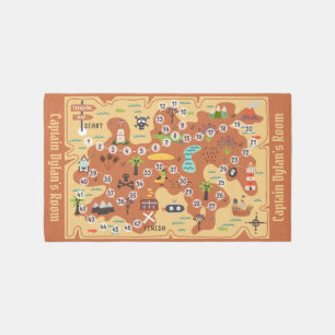Personalized Kids Pirate Treasure Map Playroom Rug