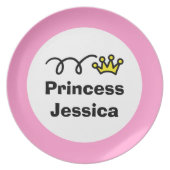 Personalized kids plate | Girl princess crown (Front)