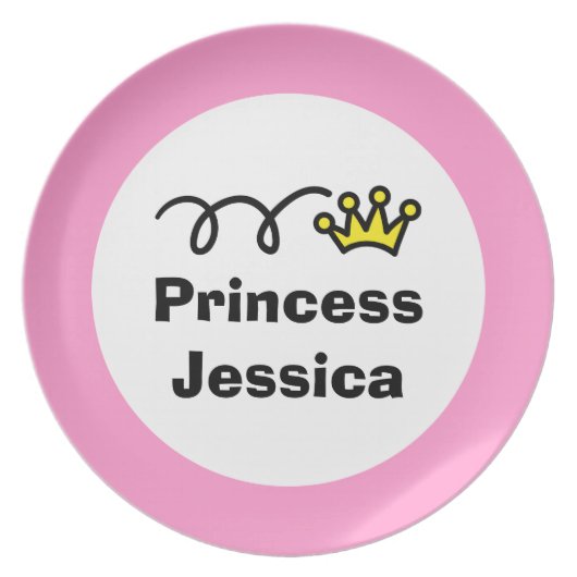 Personalized kids plate | Girl princess crown (Front)