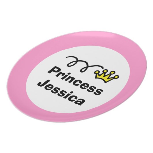 Personalized kids plate | Girl princess crown (Left Side)