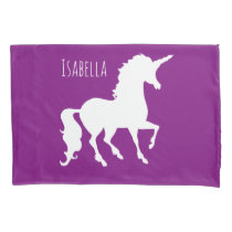 Personalized Kids Purple Pink Unicorn Silhouette Pillowcase