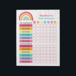 Personalized Kids Rainbow Daily Schedule Routine Notepad<br><div class="desc">Personalized Kids Rainbow Daily Schedule Routine Notepad</div>