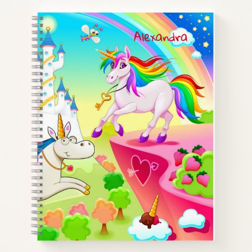 Personalized Kids Rainbow Fantasy Back to School Notebook