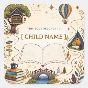 Personalized Kids Reading Bookplate