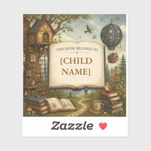 Personalized Kids Reading Bookplate Sticker