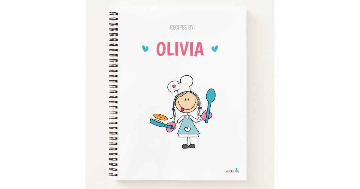 Personalised Recipe Notebook for Girls, Recipe Journal for Girls, Custom Recipe  Book, Personalised Cute Recipe Book, Cute Spiral Notebook. 