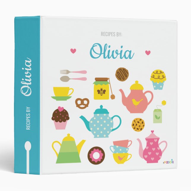Personalized kids recipe book 3 ring binder (Front/Spine)