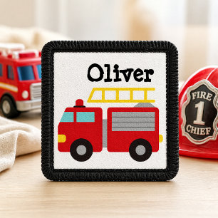 Personalized Kids Red Fire Truck Patch