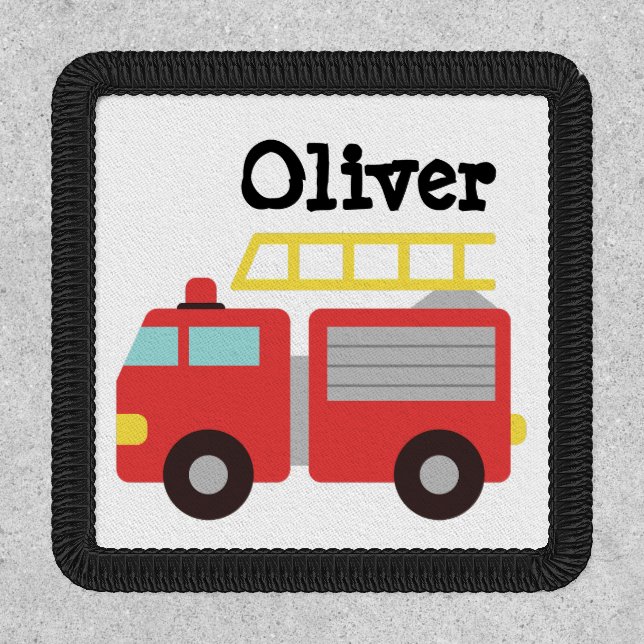 Personalized Kids Red Fire Truck Patch (Front)