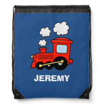 Personalized kids red toy train drawstring bag Personalized kids red toy train drawstring bag