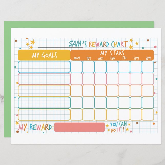 Personalized Kid's Reward Chart (Front/Back)