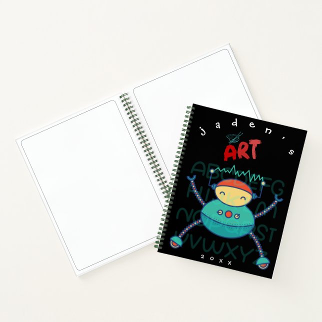 Personalized Kids Robot Drawing & Activity Book (Inside)