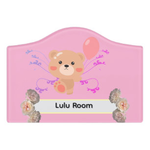 Personalized Kids Room Door Sign   Cute Bear & Bal