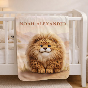 Personalized Kids Safari Cute Fluffy Leopard  Baby Blanket