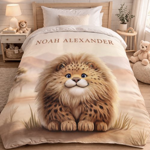 Personalized Kids Safari Cute Fluffy Leopard  Duvet Cover