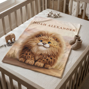 Personalized Kids Safari Cute Fluffy Leopard  Fleece Blanket