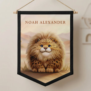 Personalized Kids Safari Cute Fluffy Leopard  Pennant