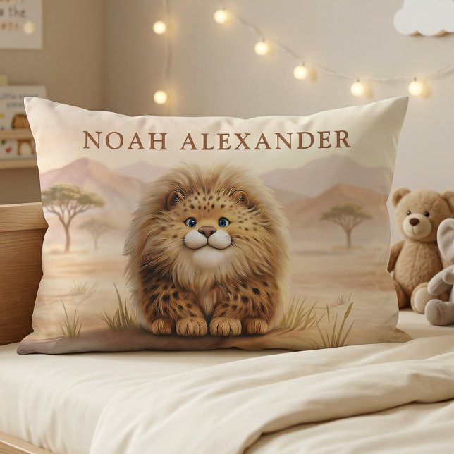 Personalized Kids Safari Cute Fluffy Leopard  Pillow Case (Creator Uploaded)