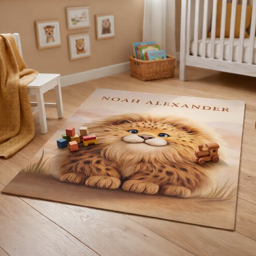 Personalized Kids Safari Cute Fluffy Leopard  Rug